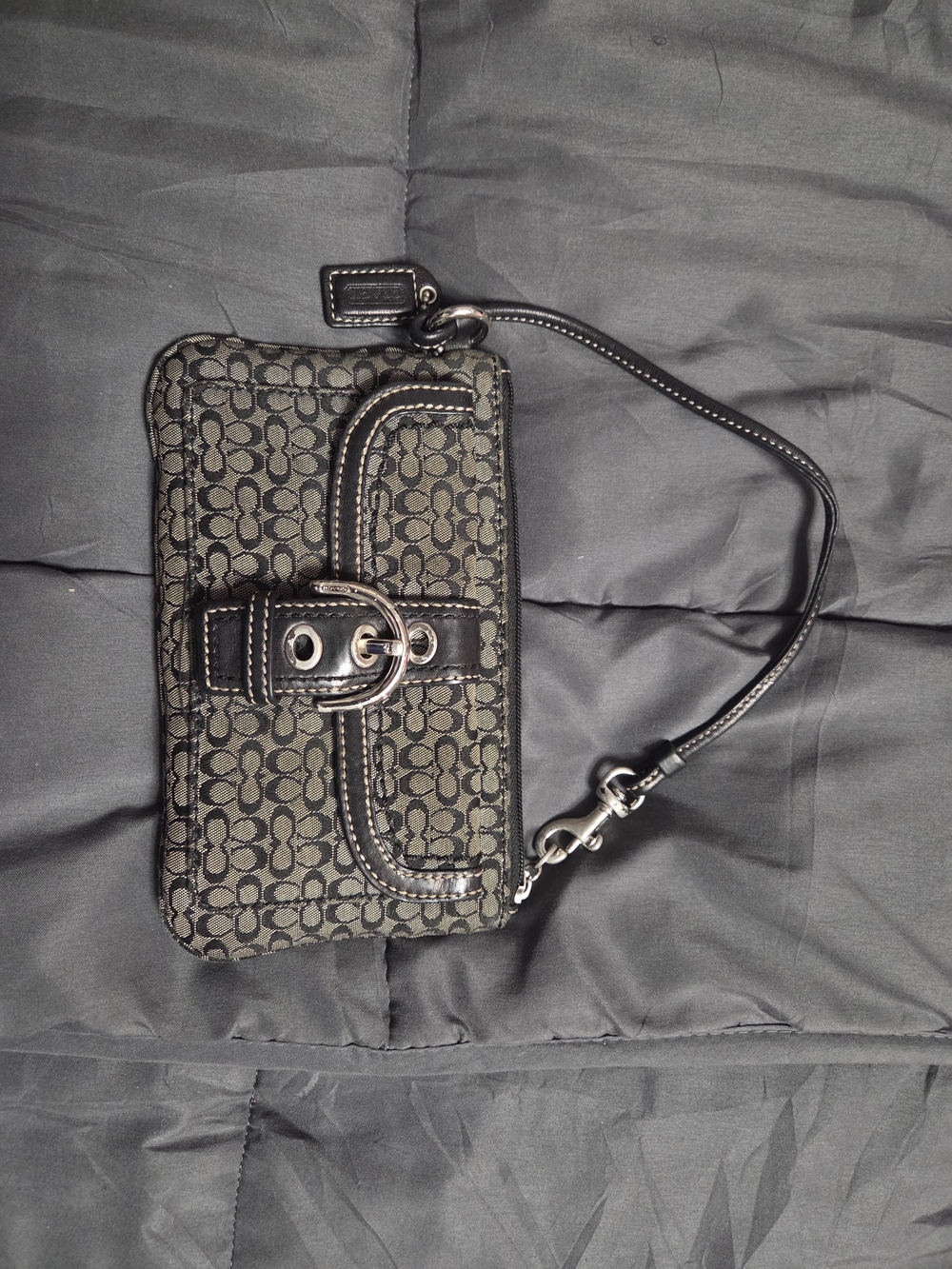 Coach Black Signature Canvas Wristlet